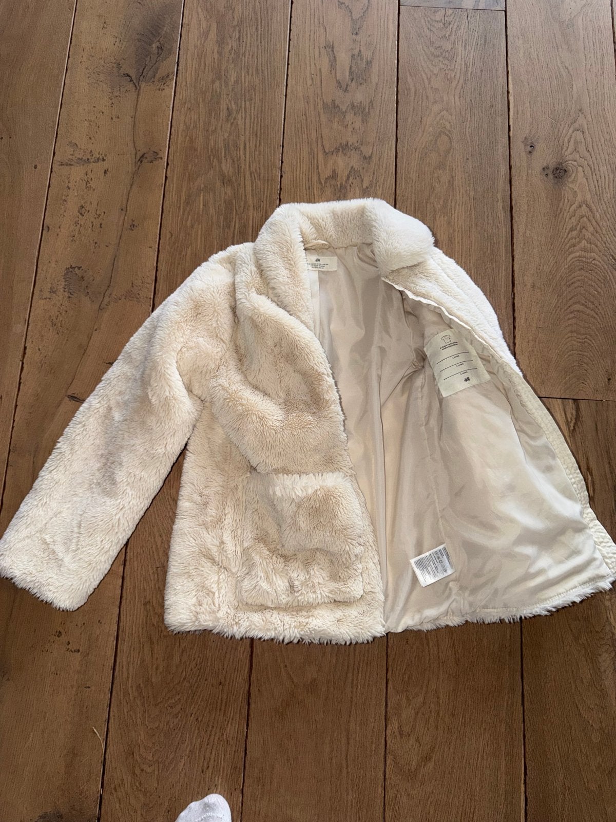 H&M Crèmekleurige Teddy Jas voor Kinderen, Ophalen of Verzenden, Zo goed als nieuw, Jongen of Meisje