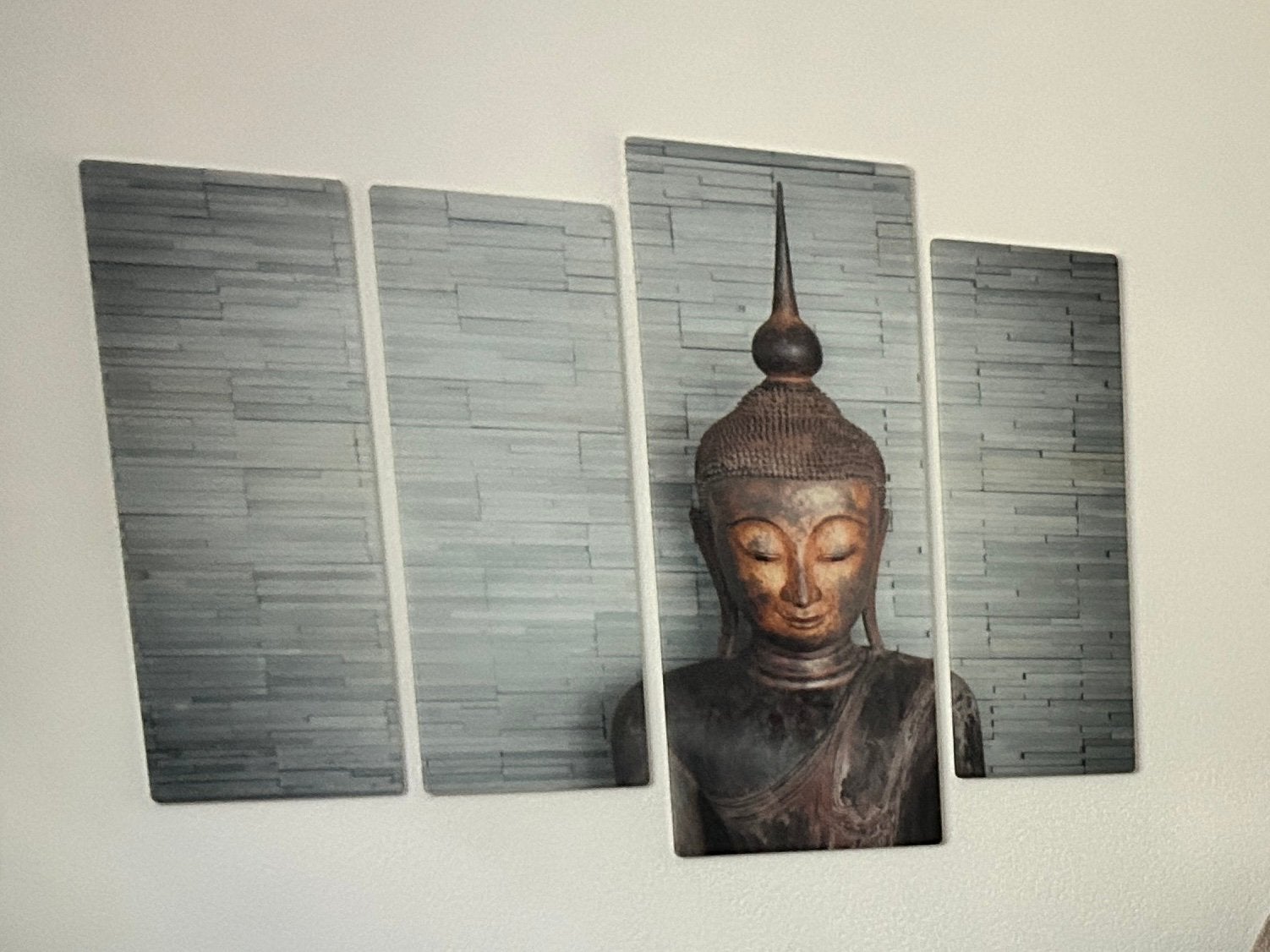 glas schilderij Thailand Boeddha 4-delig, Ophalen, Zo goed als nieuw, Schilderij, 75 – 100