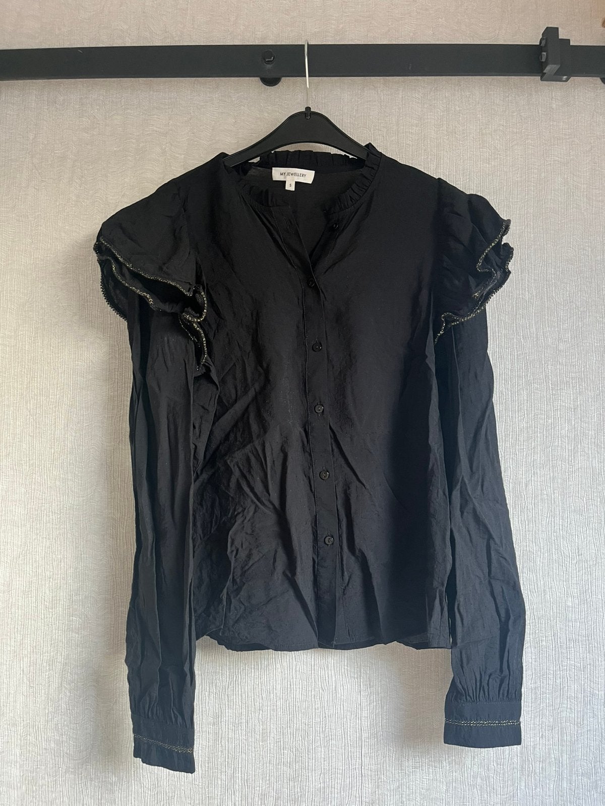 zwarte my jewellery blouse goudem details, Verzenden, Zwart, Zo goed als nieuw, Lange mouw