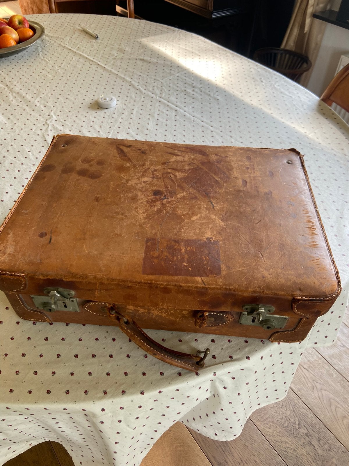 Vintage leren koffertje, Ophalen of Verzenden, Gebruikt, Leer, Minder dan 50 cm