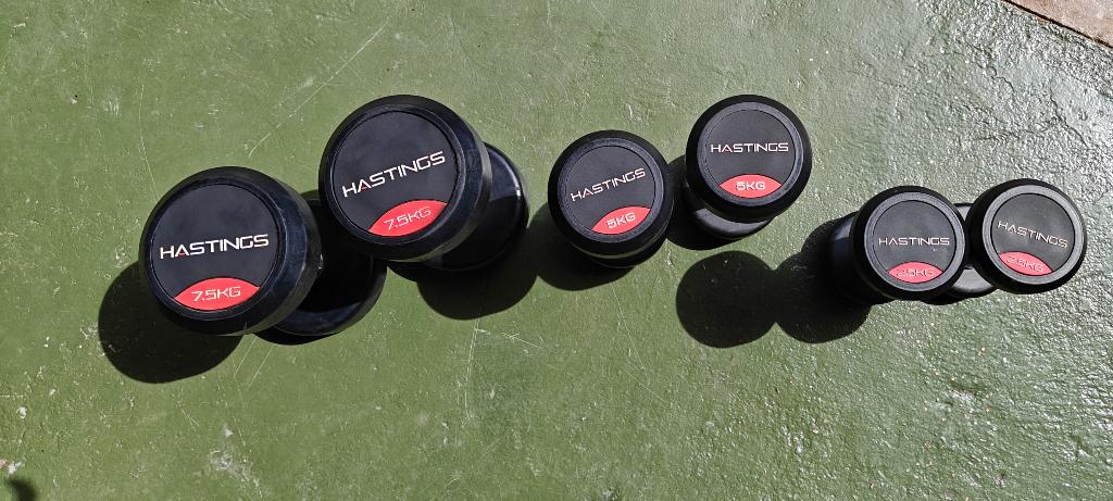 Hastings 2.5-7.5 kg Professional Dumbbells, Ophalen of Verzenden, Zo goed als nieuw, Benen, Dumbbell