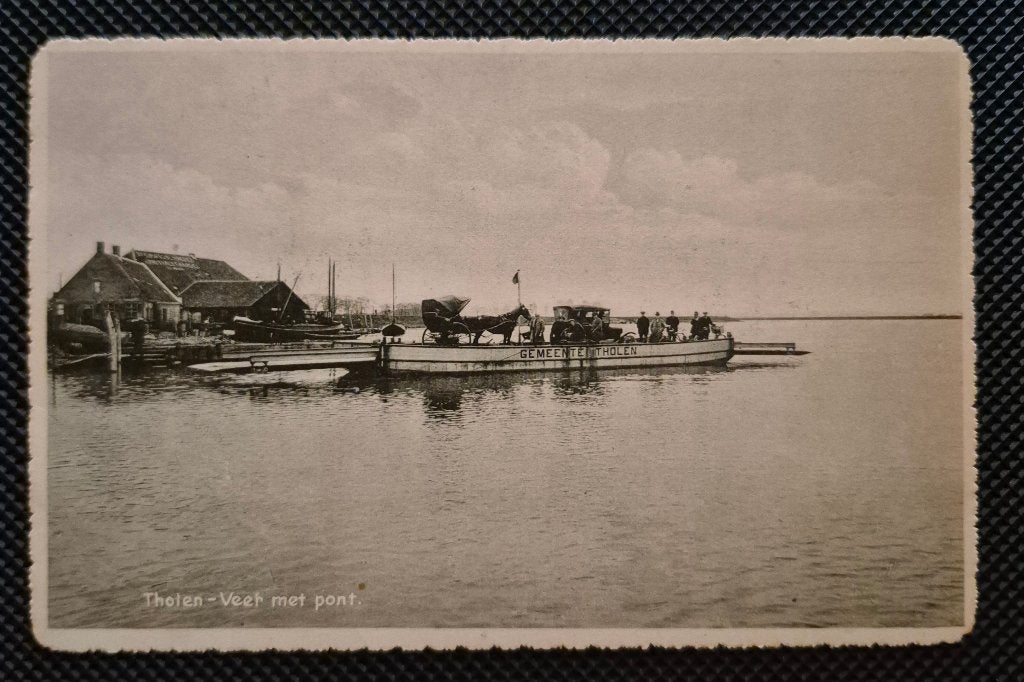 Tholen, veer met pont, Ophalen of Verzenden, 1940 tot 1960, Gelopen, Zuid-Holland