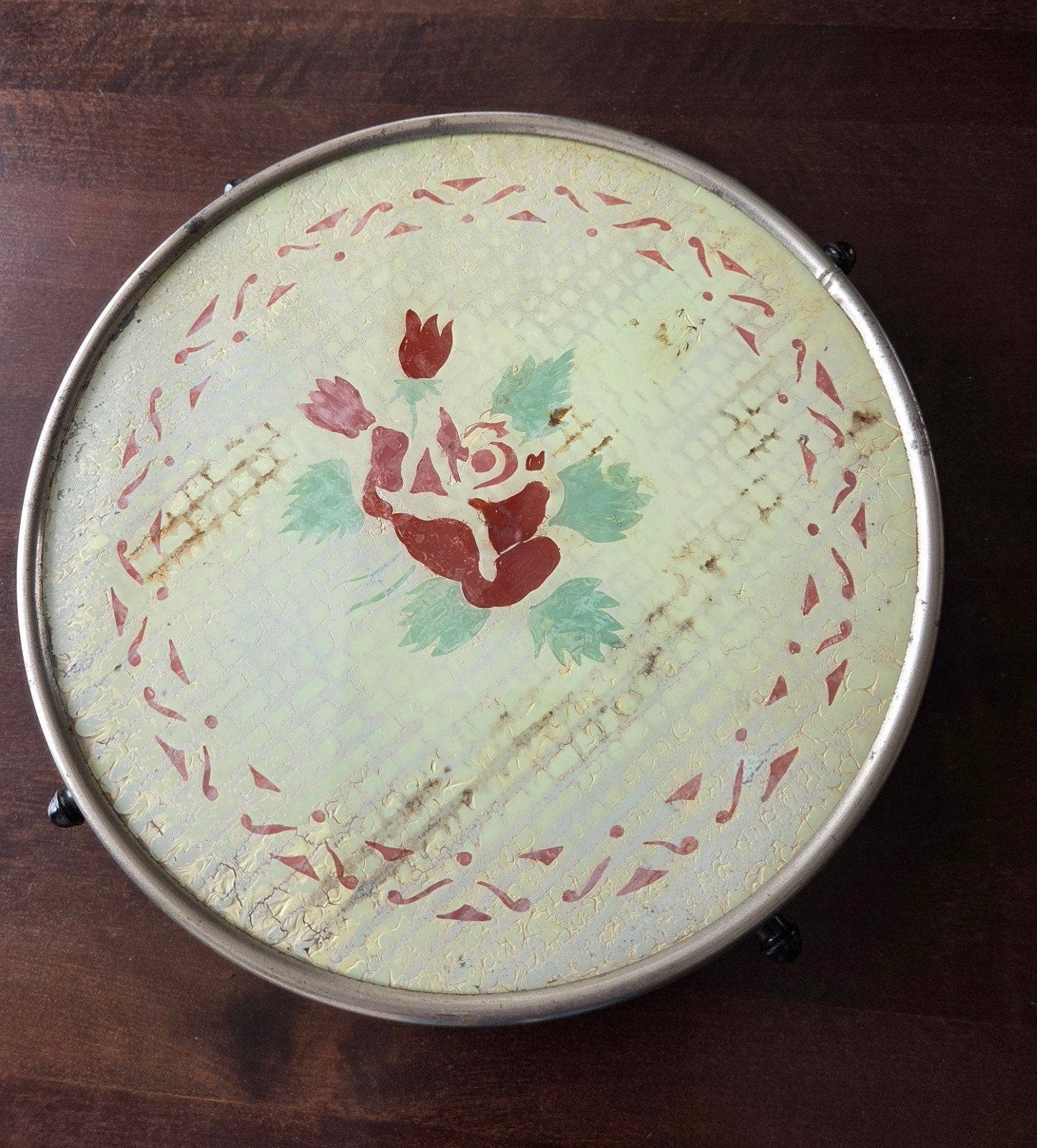 Vintage taartplateau met rozenmotief, Antiek en Kunst, Ophalen of Verzenden