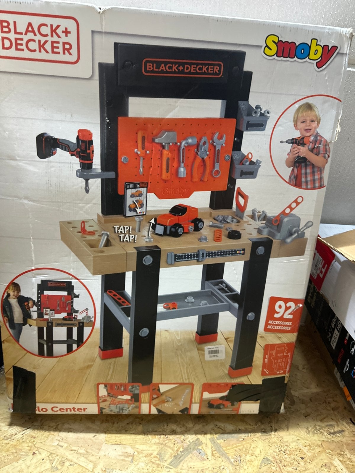 Smoby Black+Decker Werkbank met 92 accessoires, ., Jongen of Meisje, Ophalen of Verzenden, Zo goed als nieuw