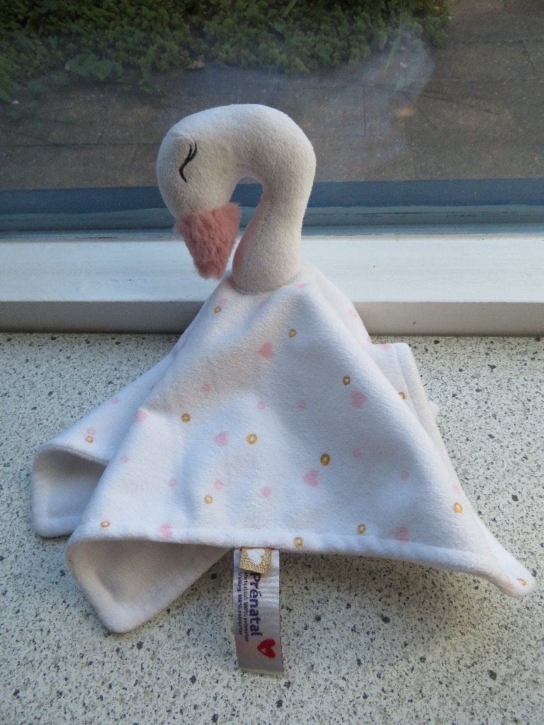 Knuffeldoek zwaan van Prénatal wit met roze, Prénatal, Overige typen, Ophalen of Verzenden, Zo goed als nieuw