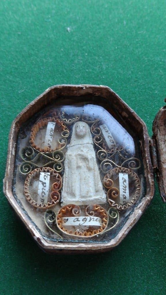 Antiek Reliek St Agnes - Frankrijk 18e eeuw, Antiek en Kunst, Antiek | Religie, Ophalen of Verzenden