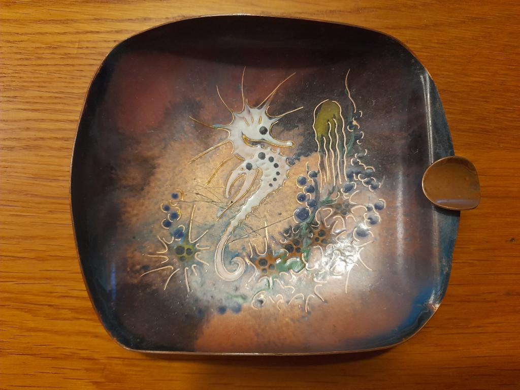 Vintage koepren emaille asbak, Ophalen of Verzenden
