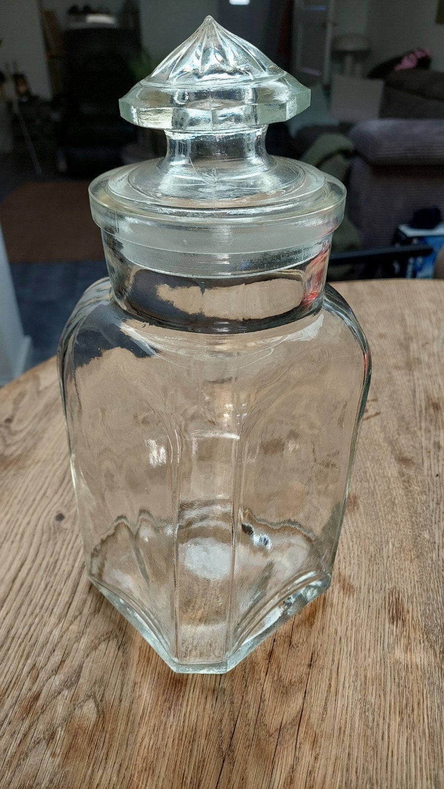 oude glazen snoeppot,vintage snoeppot winkelsnoeppot brocant, Ophalen of Verzenden