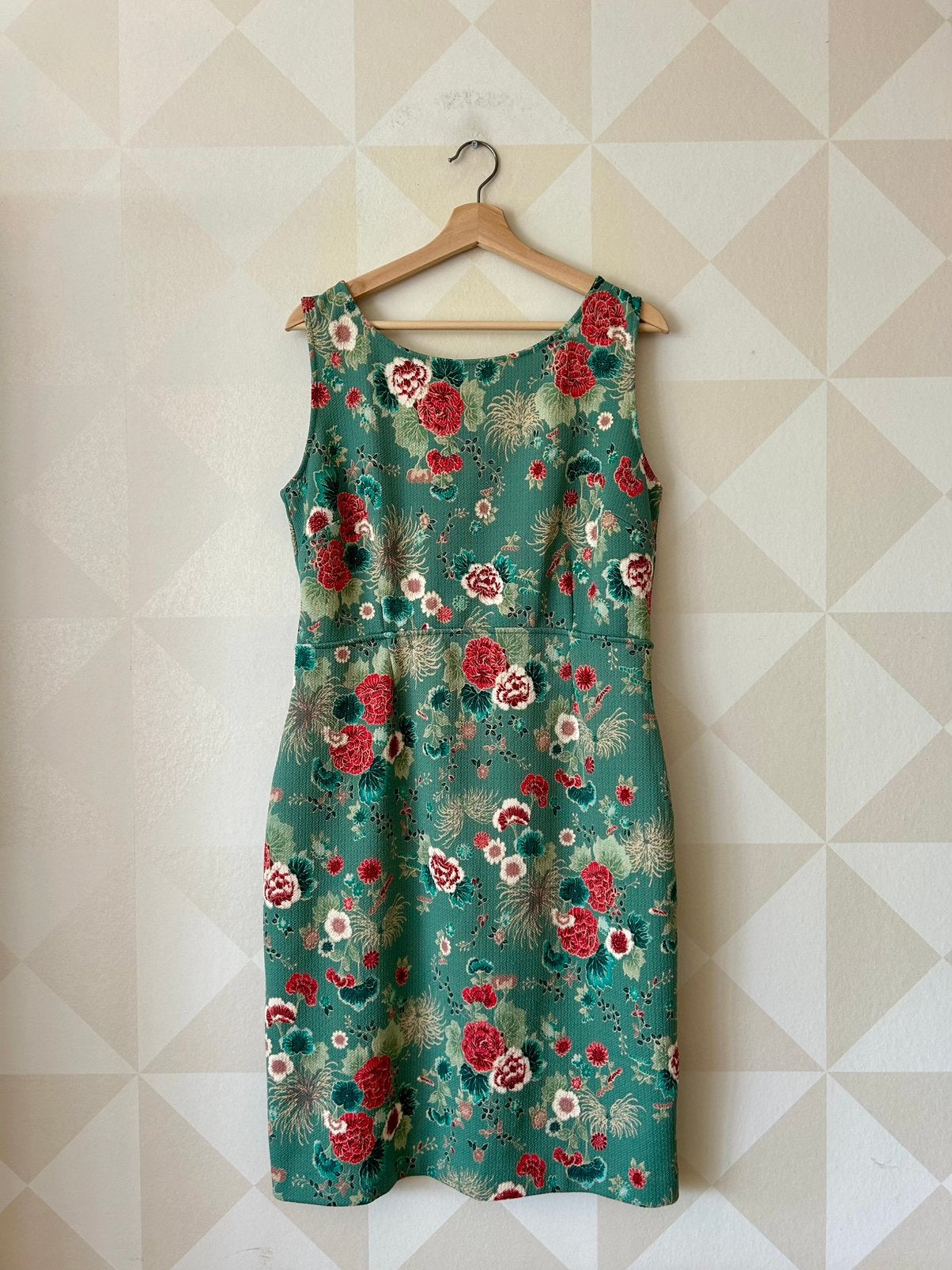 King Louie Dress jurk groen bloem XL/42 zgan, Maat 46/48 (XL) of groter, Ophalen of Verzenden, Zo goed als nieuw, Knielengte