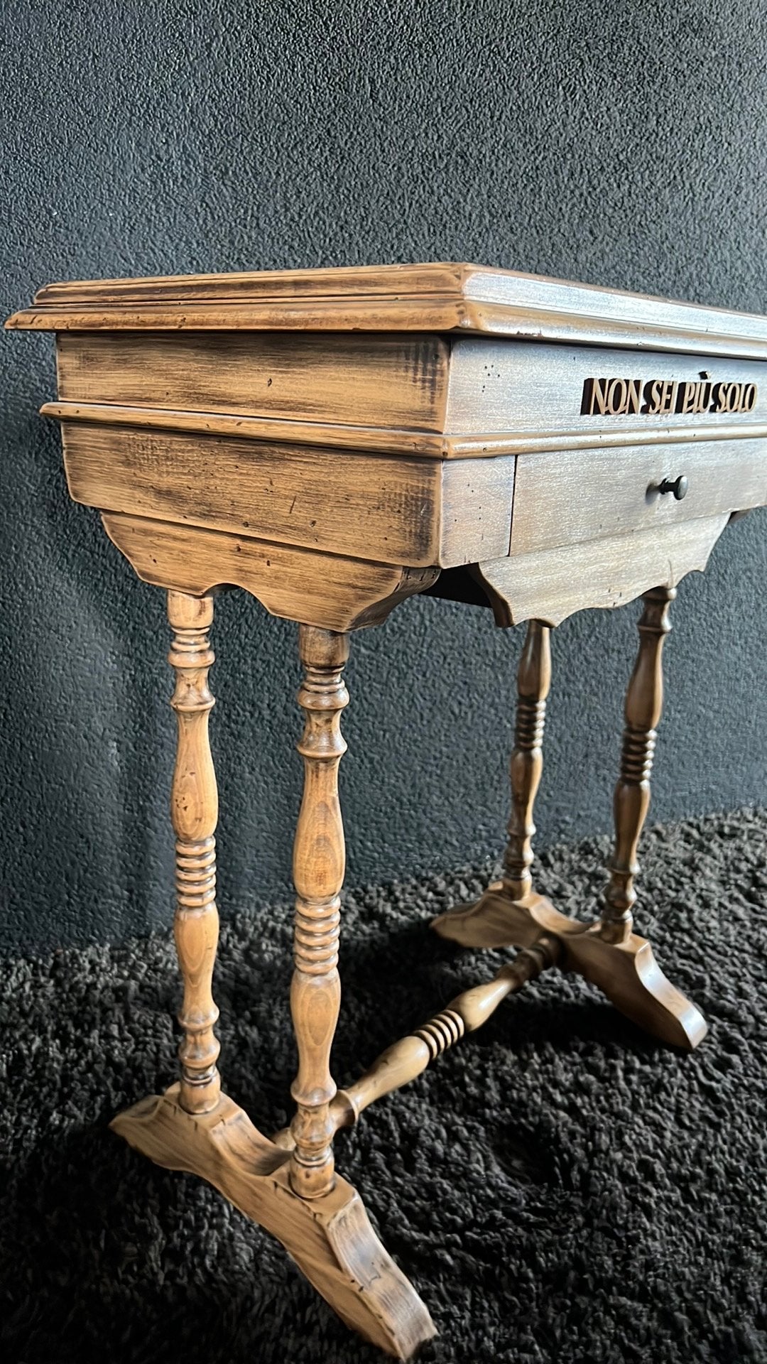 Vintage Houten Kap-naai tafeltje met Spiegel en Lades, Ophalen