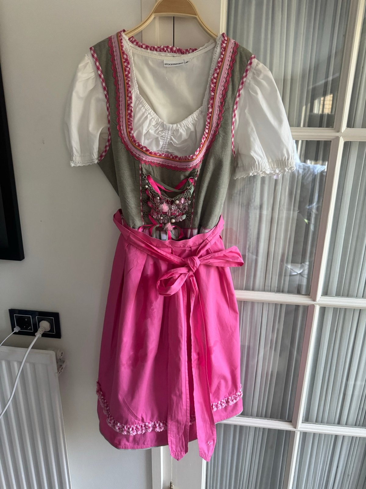 Traditionele Stockerpoint Dirndl met Charivari, maat 46, Meerkleurig, Maat 46/48 (XL) of groter, Ophalen of Verzenden, Knielengte