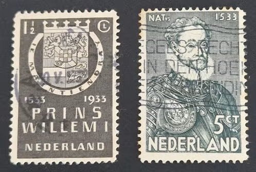 Nederland 1933 - nvph 252-253 - Prins Willem van Oranje, Postzegels en Munten, Postzegels | Nederland, Ophalen of Verzenden, T/m 1940