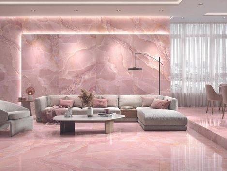 Roze marmer Ceramica Onyx wand- en vloertegel 120x120, 60 cm of meer, Nieuw, Ophalen of Verzenden, Minder dan 5 m²