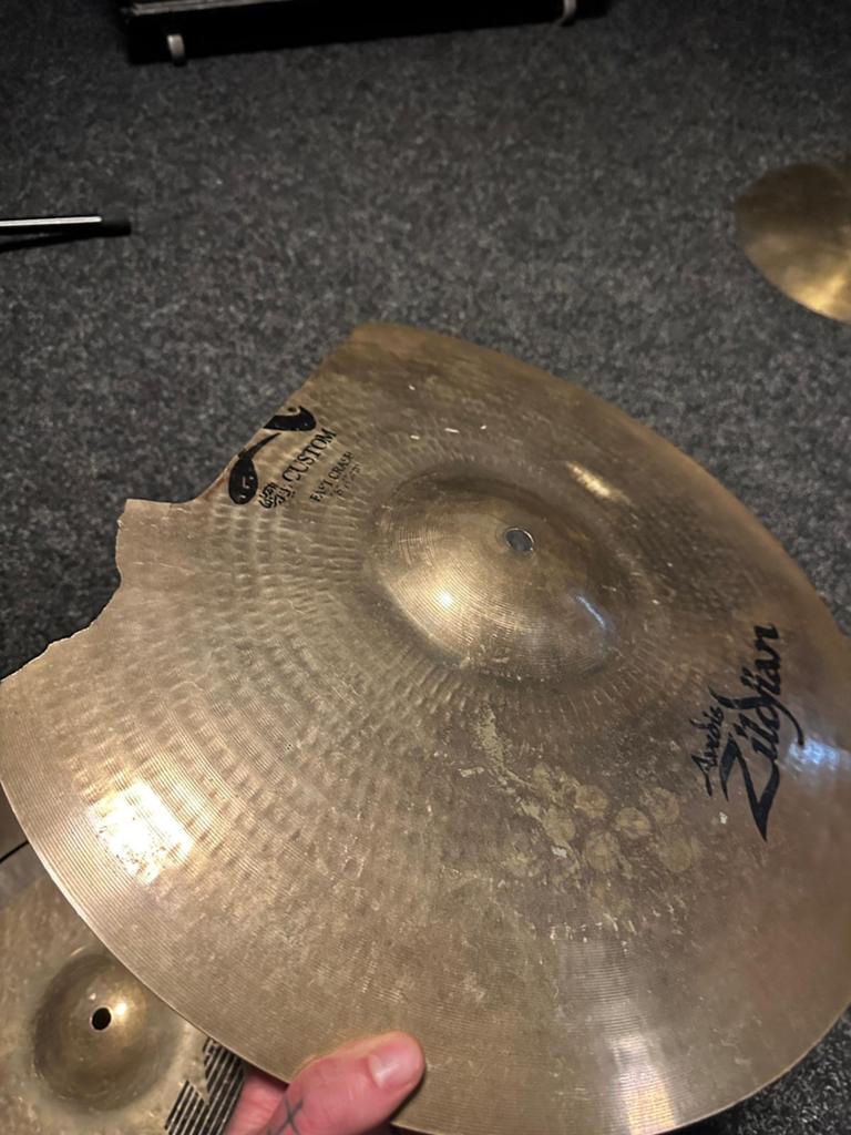 Zildjian K Custom Hybrid Crash Bekken (beschadigd), Ophalen of Verzenden, Gebruikt, Drums of Percussie
