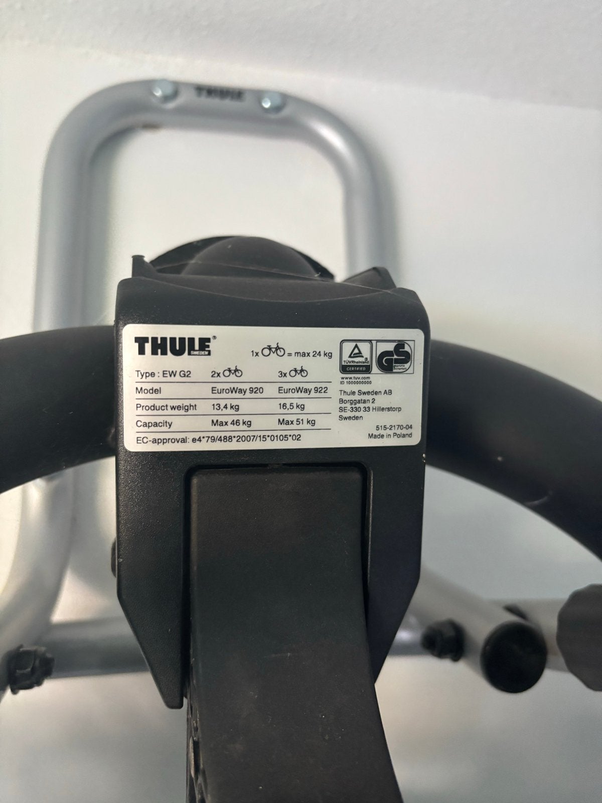 Thule EuroWay 920 trekhaak fietsendrager voor 2 fietsen, Gebruikt, Ophalen of Verzenden, 2 fietsen, Trekhaakdrager