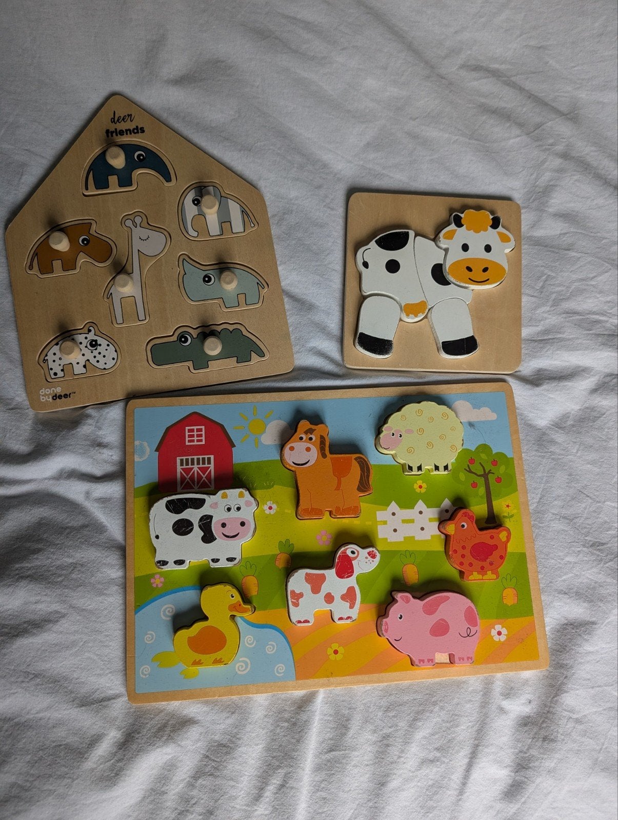 Houten Dieren Puzzels - Boerderij en Safari Thema, Ophalen, Gebruikt, Van hout, Minder dan 10 stukjes