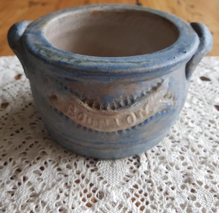 SALE Oud blauw gres Armogres potje, Bouillon uit België, Antiek en Kunst, Ophalen of Verzenden