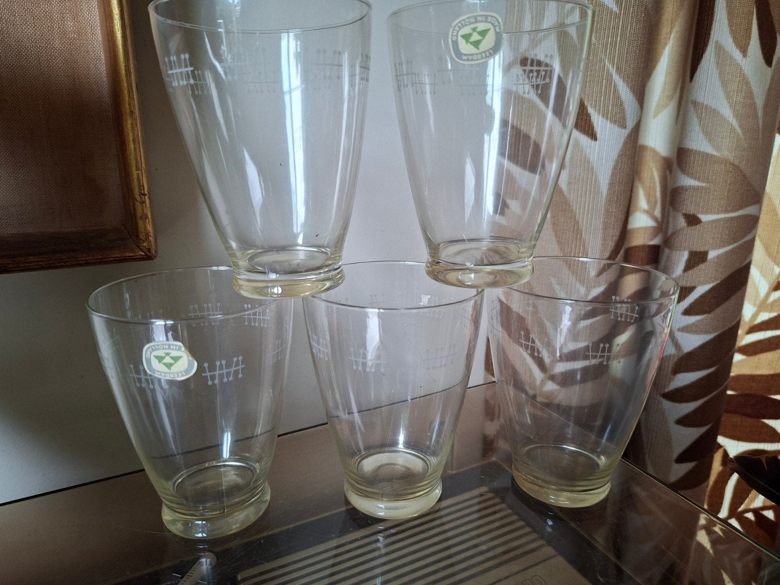 5 vintage glazen Leerdam glas, Antiek en Kunst, Ophalen of Verzenden
