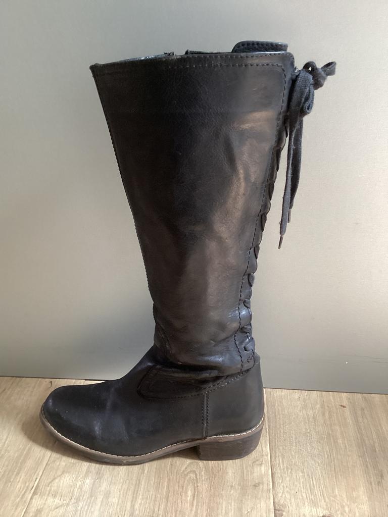 Mooie zwarte, leren laarzen van Wolky, maat 38, Kleding | Dames, Schoenen, Ophalen of Verzenden, Zo goed als nieuw, Zwart, Hoge laarzen