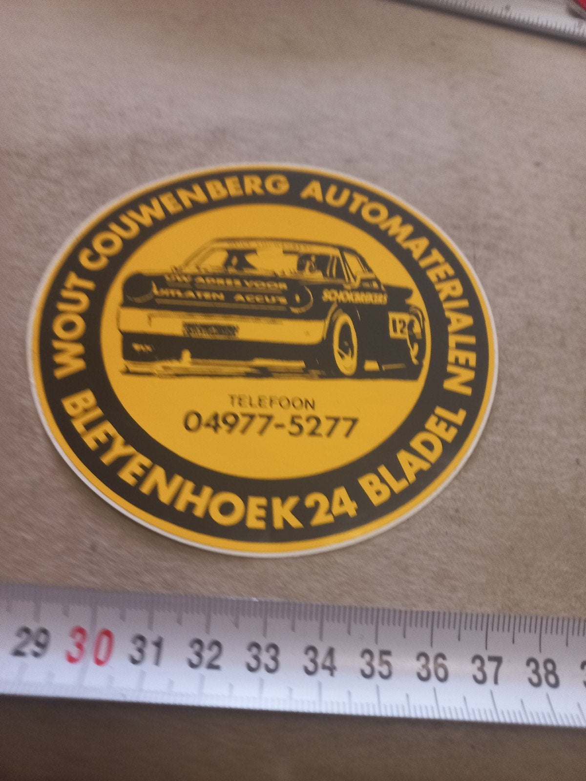 Vintage Wout Couwenberg Automaterialen Sticker, Ophalen of Verzenden