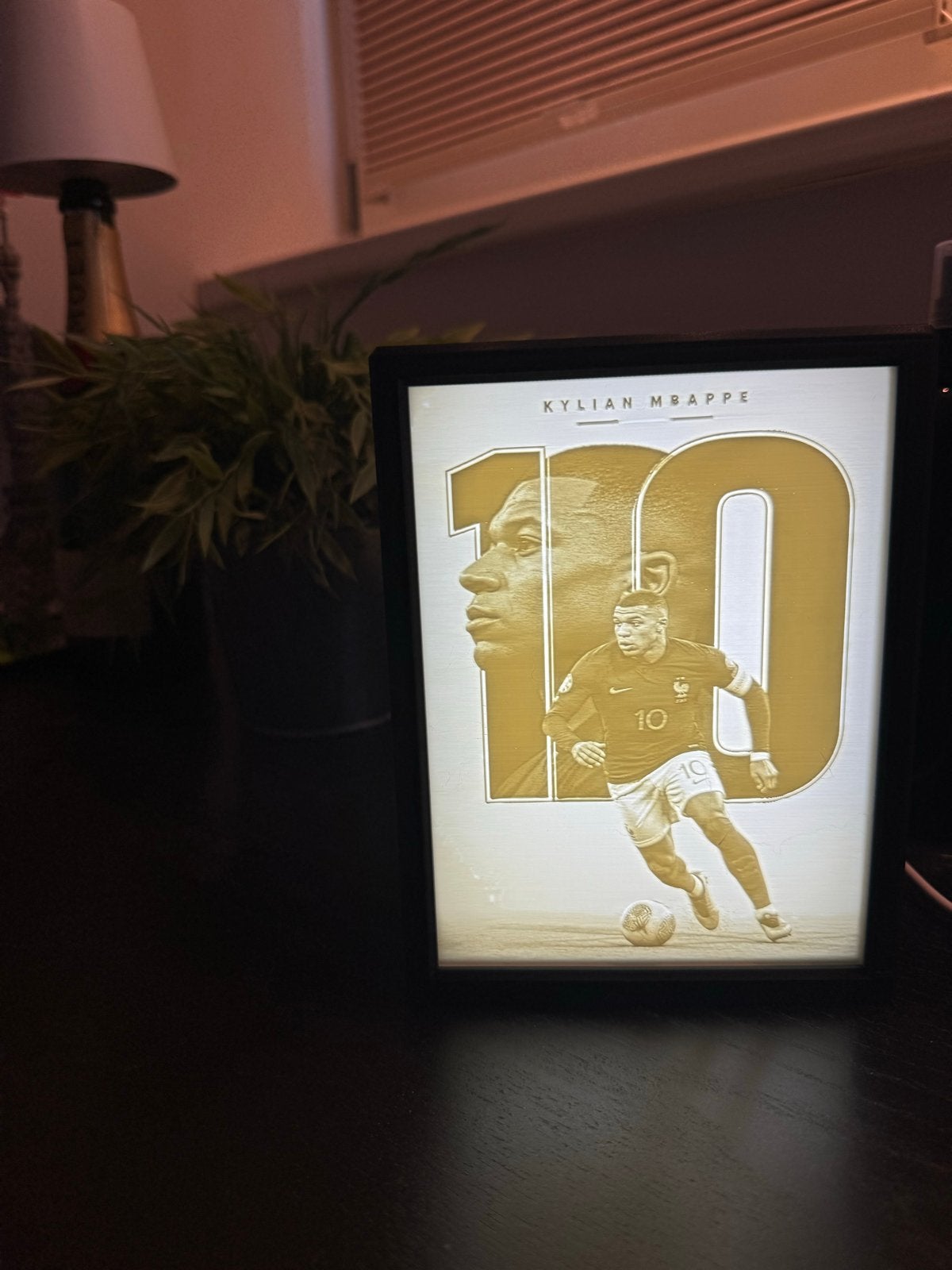 Kylian Mbappé Lithophane Lamp - Uniek cadeau, Zwart, Verzenden, Kunststof, Zo goed als nieuw