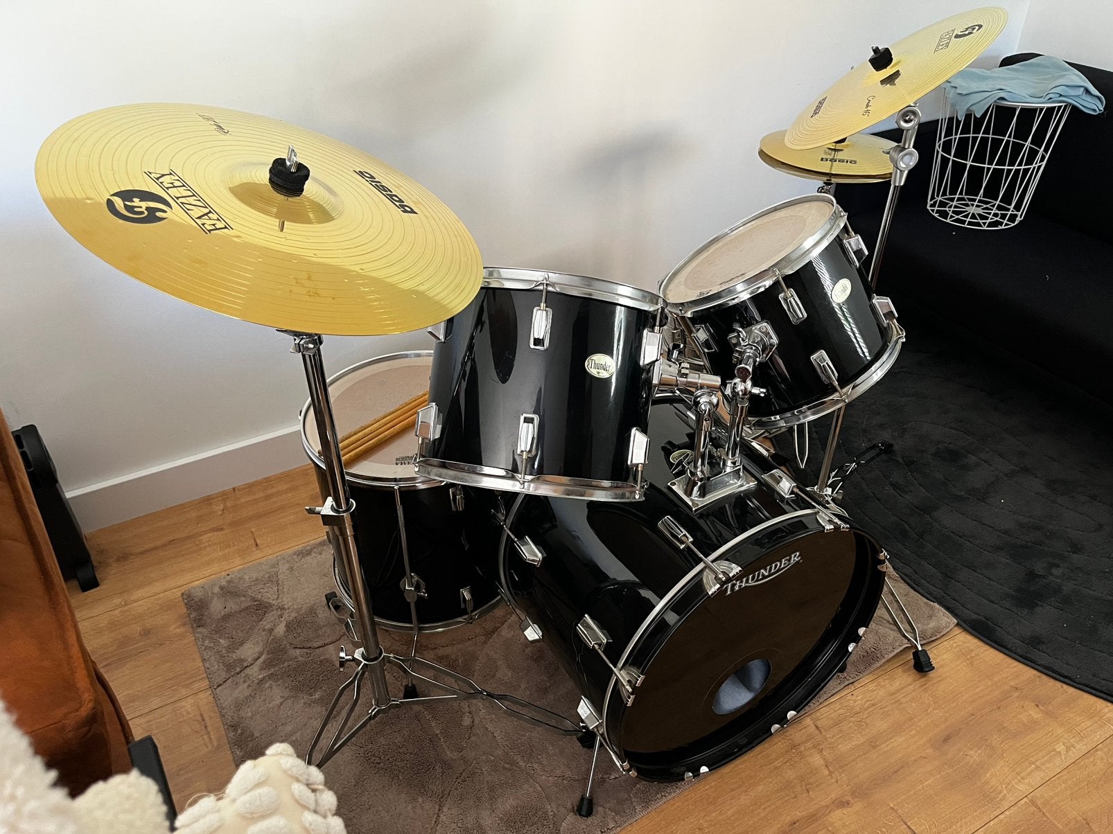Compleet drumstel Thunder met Fazley bekkens, Muziek en Instrumenten, Ophalen, Gebruikt, Overige merken