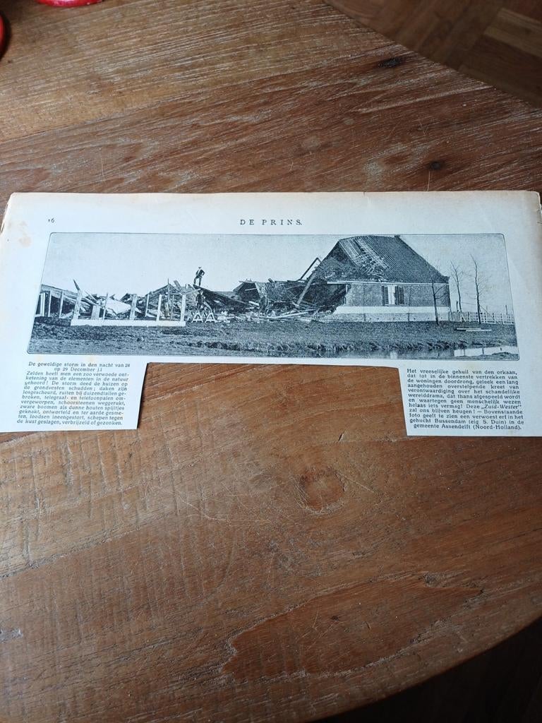 Knipsel verwoeste boerderij S. Duin Bussendam 1915, Ophalen of Verzenden, Voor 1920, Knipsel(s)