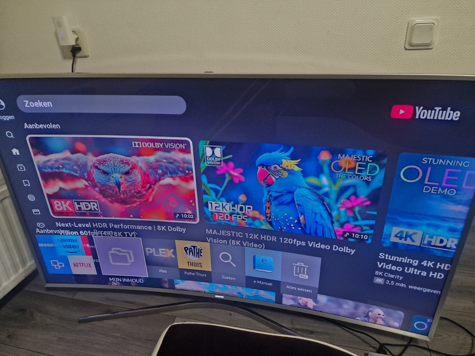 65 inche Led smart tv 4k ultra hd Samsung curved camera 375, 50 Hz, Ophalen of Verzenden, Zo goed als nieuw, Samsung