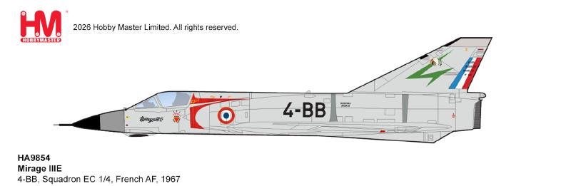 Hobby Master HA9854 | Dassault Mirage IIIE, Ophalen, Schaalmodel, Nieuw, Pilot Station