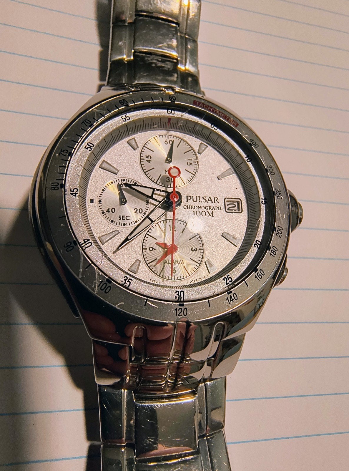 Pulsar Chronograaf Herenhorloge - Zilverkleurig Staal, Overige merken, Staal, Gebruikt, Staal