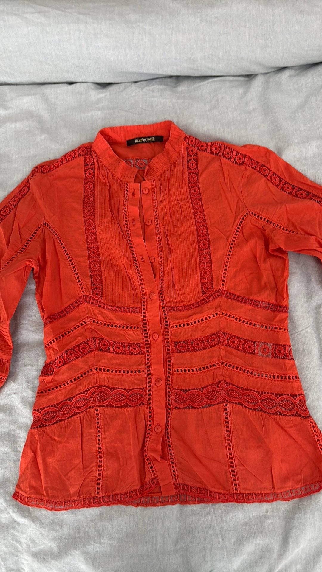 Roberto cavalli maat xs blouse oranje, Ophalen of Verzenden, Zo goed als nieuw, Maat 34 (XS) of kleiner, Oranje