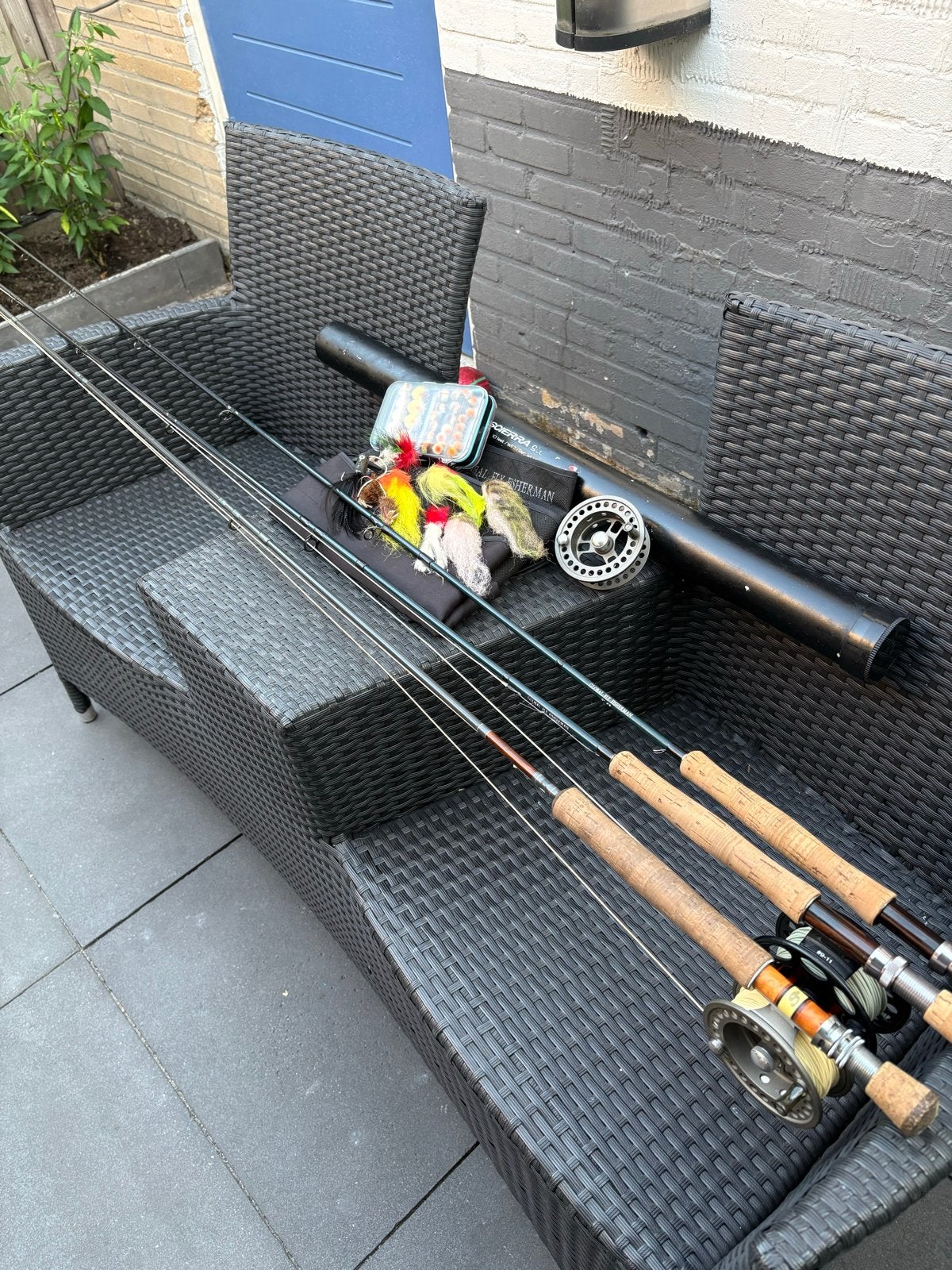 Complete Vliegvisset roofvis Scierra + global fisherman, Watersport en Boten, Hengelsport | Vliegvissen, Ophalen of Verzenden