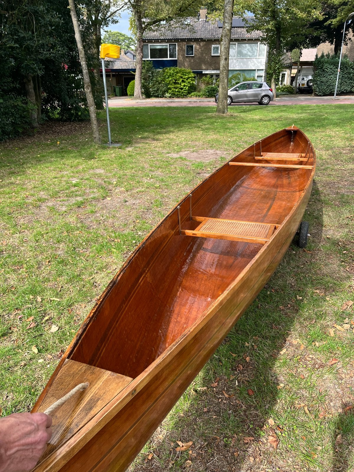 Prachtige Houten Kano - 6 meter lang, 81 cm breed, Watersport en Boten, Ophalen, Gebruikt, Canadese kano of Open kano, Met peddels