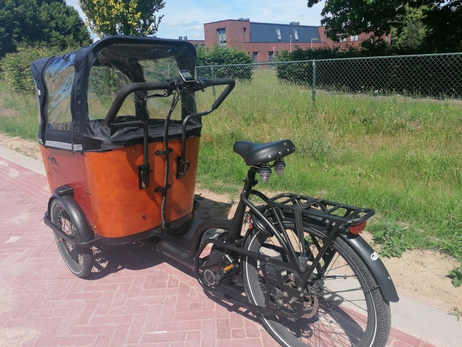 Elektrische Cangoo Buckle Bakfiets met Huif, Gebruikt, Elektrisch, 2 kinderen, Schijfrem