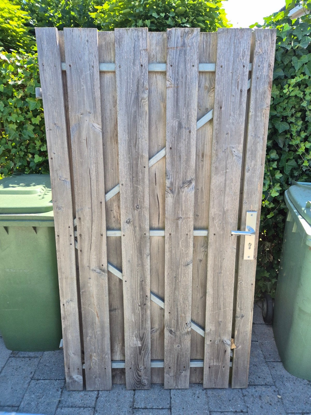 Houten tuinpoort met slot en klink - Gebruikt, Ophalen, Gebruikt, 100 tot 150 cm, Draaipoort