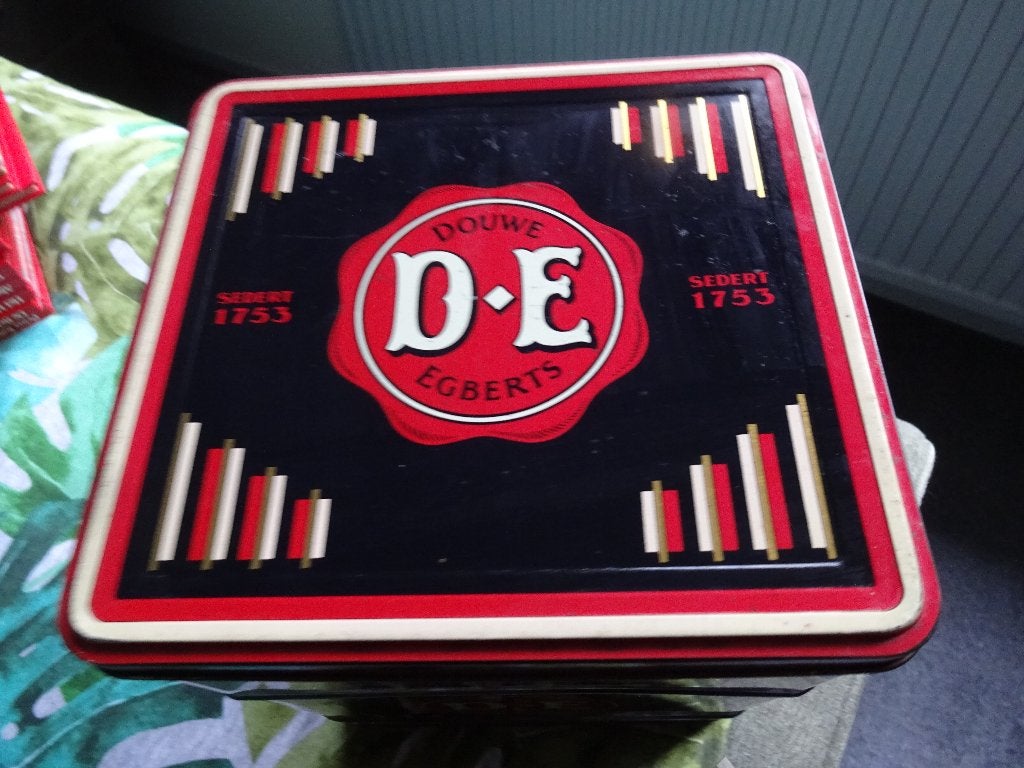 Douwe Egberts koffie blik Sedert 1953, Verzamelen, Ophalen of Verzenden, Gebruikt, Overige, Douwe Egberts