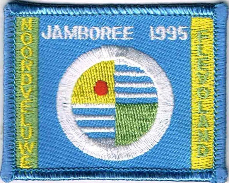 scouting wereld jamboree 1995 NOORD VELUWE FLEVOLAND, Ophalen of Verzenden, Nieuw, Embleem, Speld of Insigne