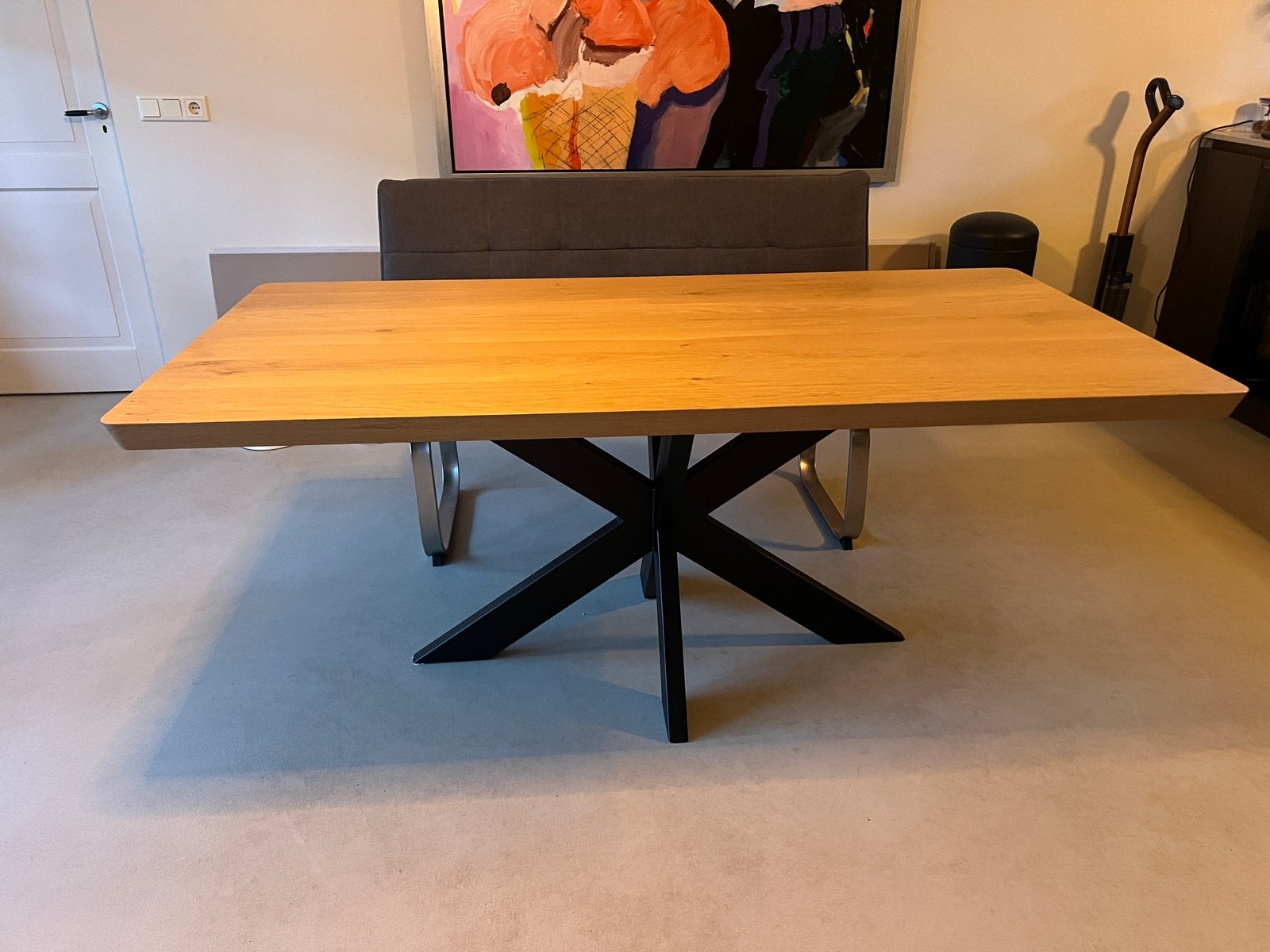 Table du sud eettafel met grijze bank, Ophalen, Gebruikt, 50 tot 100 cm, 150 tot 200 cm