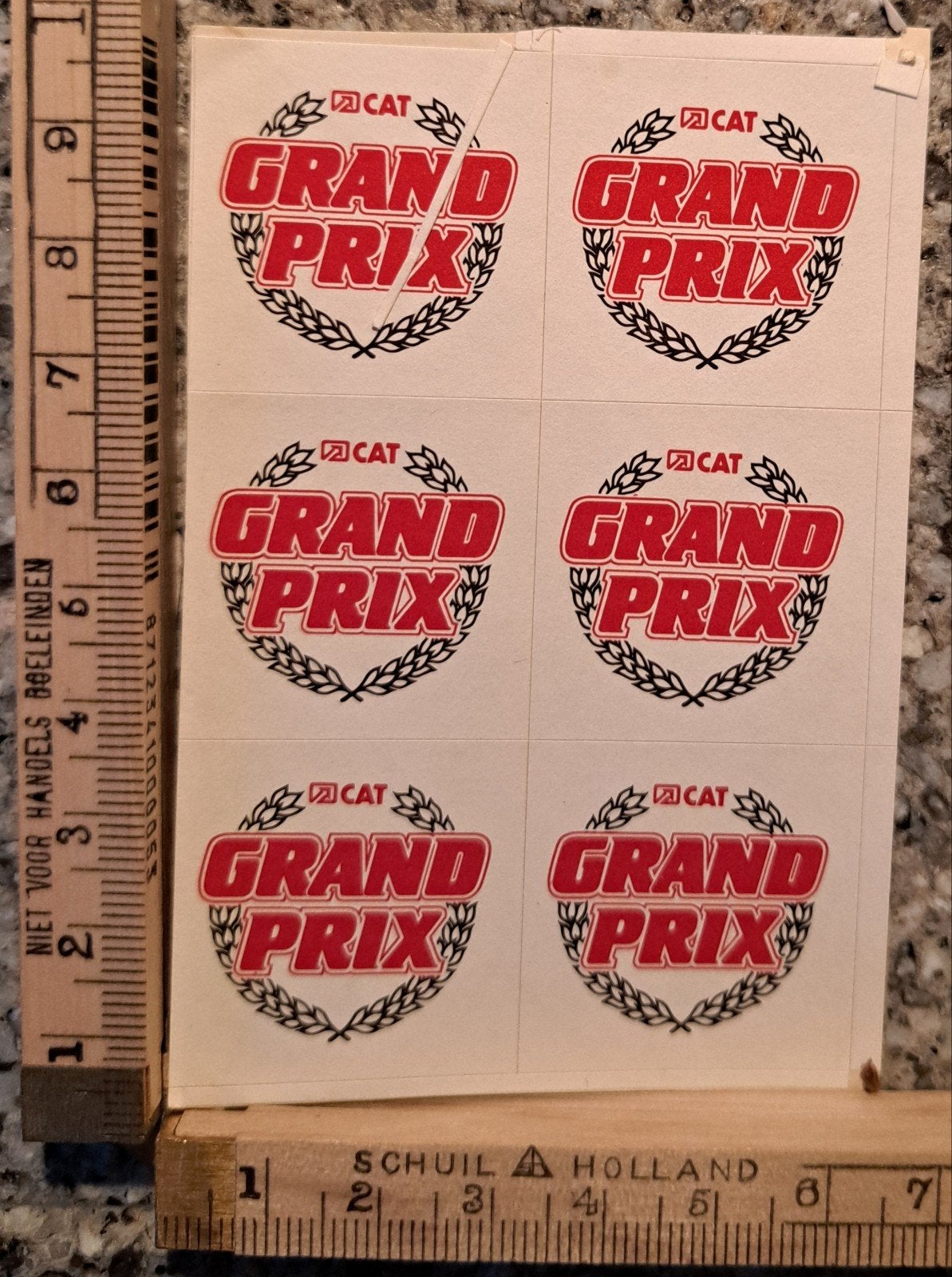 Vintage stickers 6 stuks Grand Prix, Ophalen of Verzenden, Zo goed als nieuw