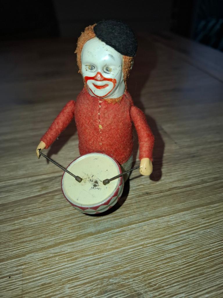 Schuco Clown met trommel werkt nog zie de foto's, Antiek en Kunst, Ophalen of Verzenden