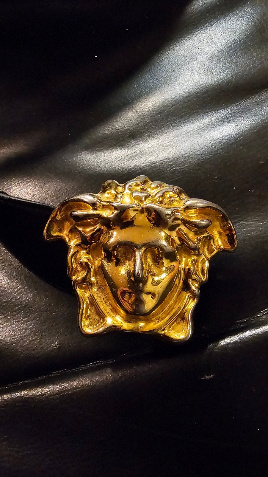 Originele Versace Riem met Medusa Gesp - Zwart Leer, Ophalen of Verzenden, Gedragen, Zwart, Echt leder