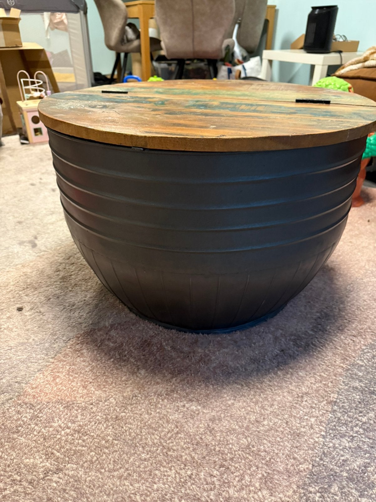 Salontafel met opbergruimte, Huis en Inrichting, Tafels | Salontafels, Ophalen, Kunststof, Rond, 50 tot 100 cm