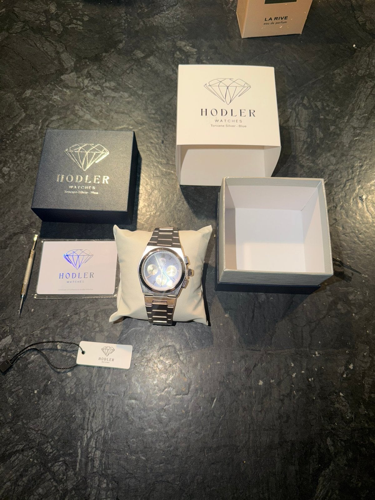 Horloge Hodler torvane Silver Blue, Overige merken, Staal, Staal, Polshorloge
