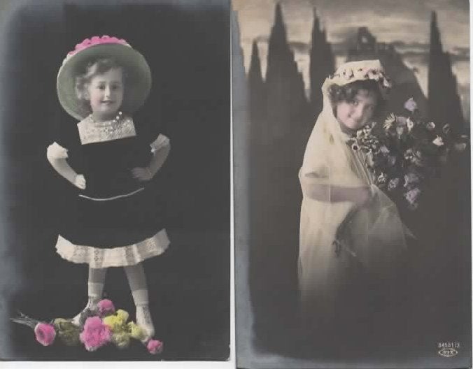 kinderen meisjes met bloemen, Verzenden, Voor 1920, Ongelopen, Kinderen