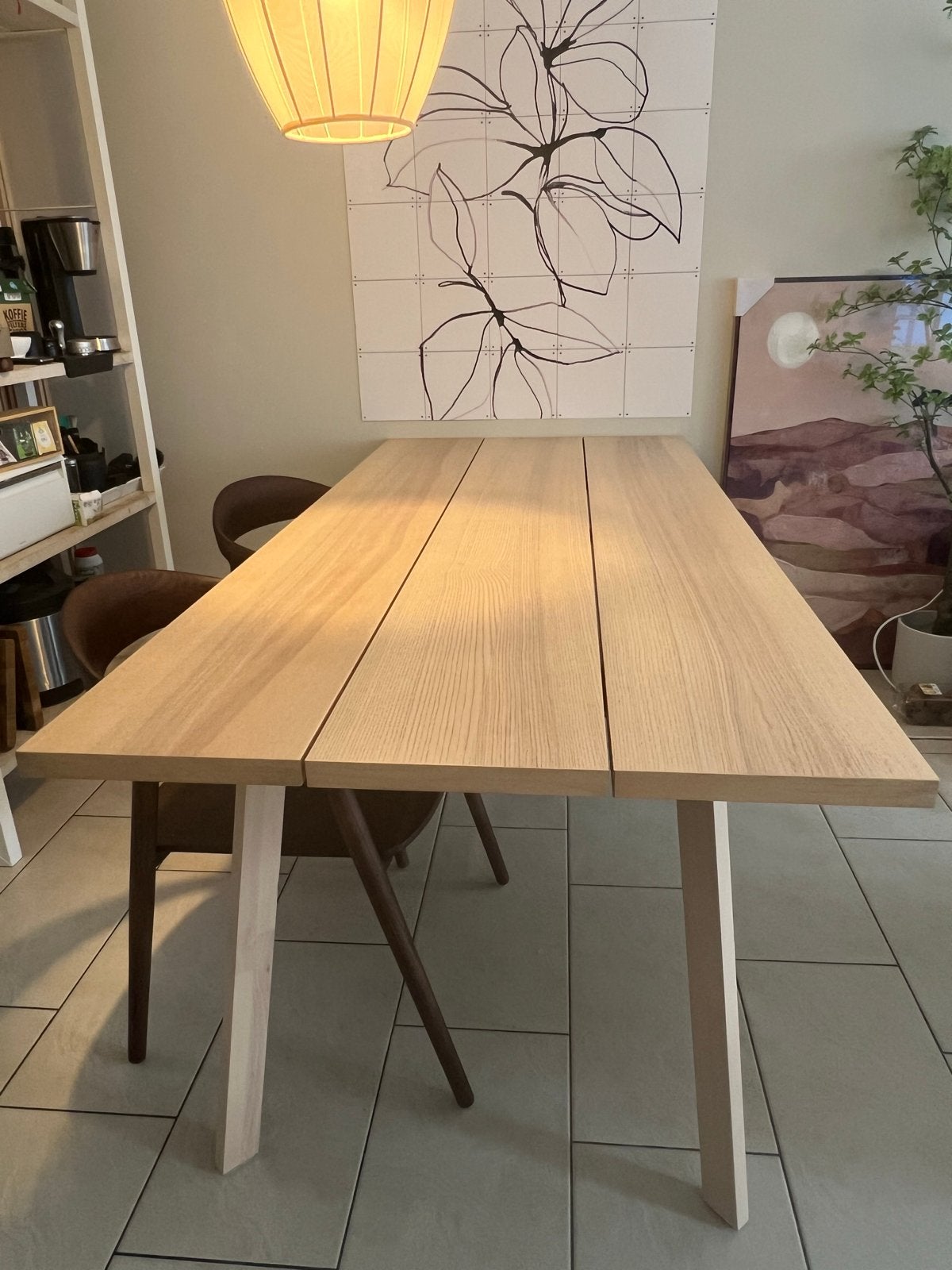 IKEA YPPERLIG eettafel, 200x90 cm, licht eiken, Ophalen, Scandinavisch, 50 tot 100 cm, Zo goed als nieuw