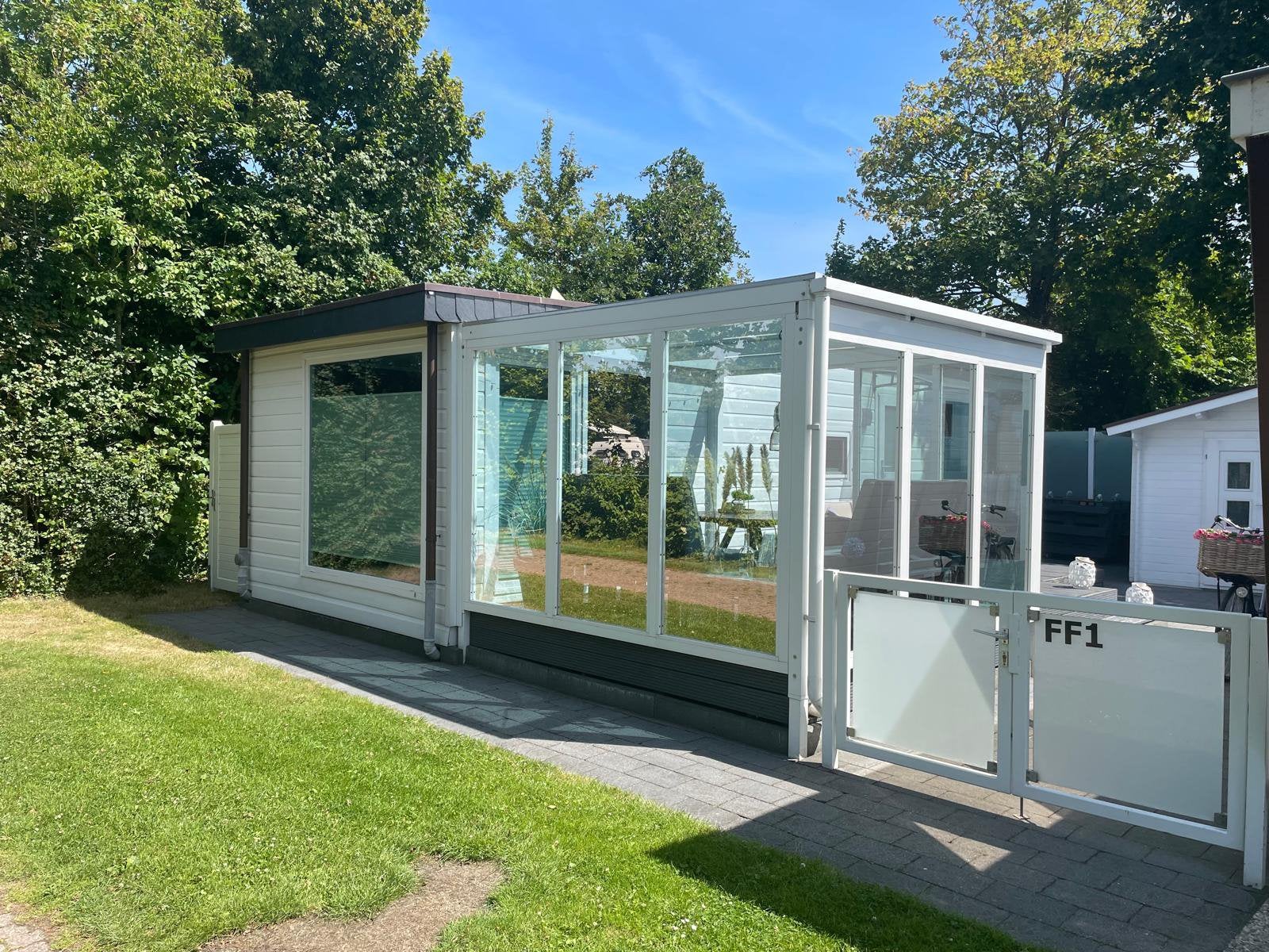 Witte aluminium serre Vrijstaand, Overkapping, Ophalen, Gebruikt, Tuinpaviljoen