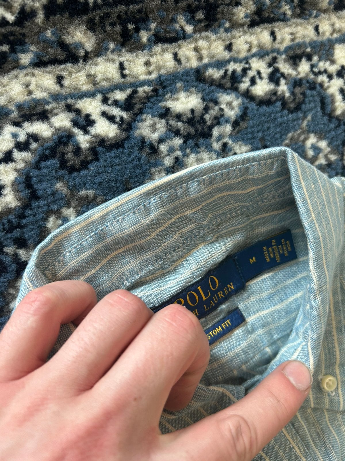 Ralph lauren linnen blouse gestreept lichtblauw maat M, Ophalen of Verzenden, Nieuw, Blauw, Halswijdte 39/40 (M)