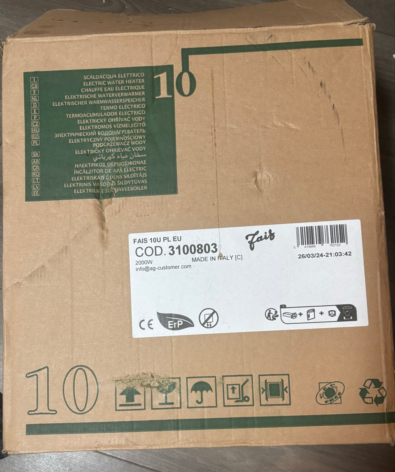 Nieuwe Fais keukenboiler onderbouw 2000W 10 liter, Ophalen, Nieuw, Boiler, Minder dan 3 jaar oud