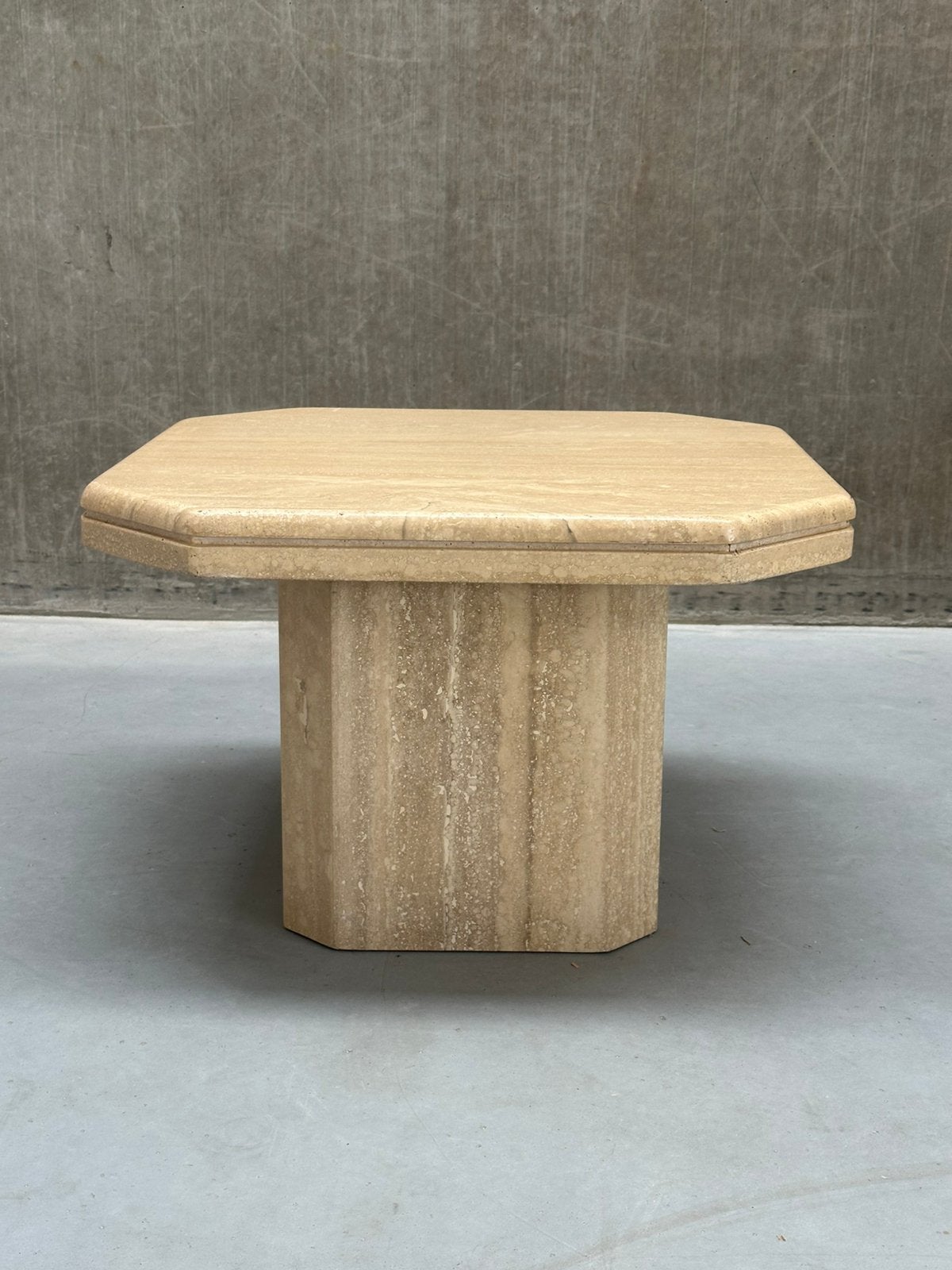Vintage travertin tafel, Ophalen, 100 tot 150 cm, 50 tot 100 cm, X