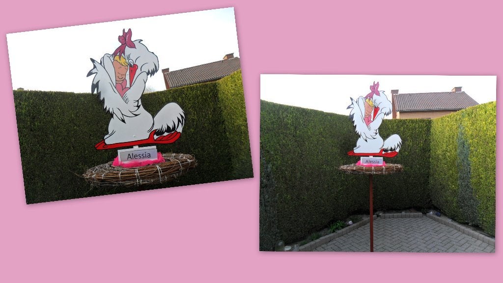 geboorte, geboortebord ooievaar op nest voor geboorte baby., Ophalen, Nieuw, Geboortebord